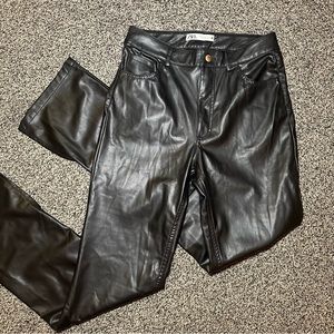 Zara Size 6 (30) Black Leather Pants